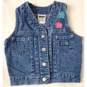 Adorable Toddler 3T Jordache Denim Jean Vest With Floral Applique